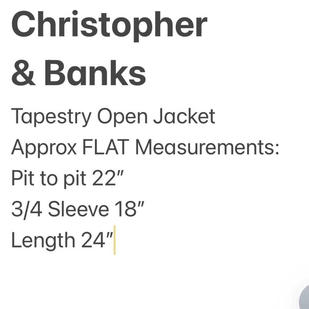 Christopher & Banks Tapestry Lined Open Jacket P/XL Black White - Picture 7 of 7